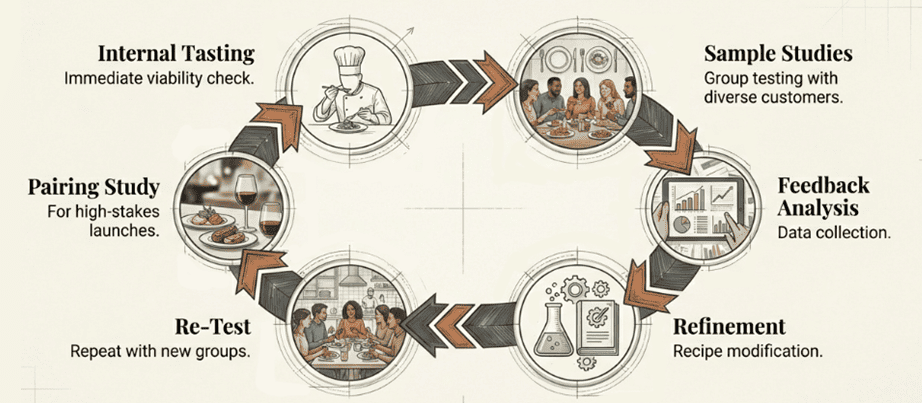 Menu engineering strategy for 2026 showing flavor trends, gap analysis, pilot program, AI analytics, and restaurant marketing optimization